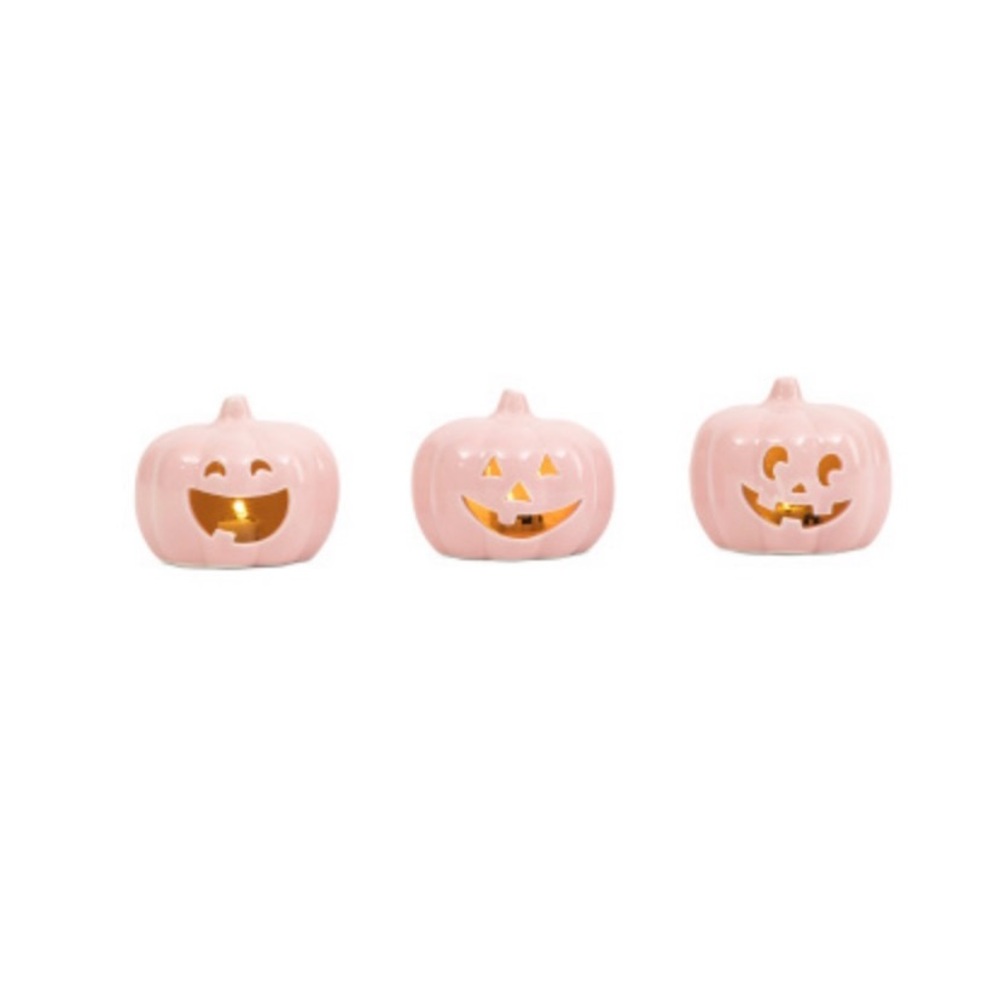MARTHA STEWART❤️
Set Of 3 LED Ceramic Jack O Lanterns pink NIB
